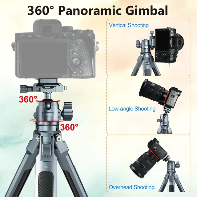 Alt view image 4 of 5 - LEAPLIEXT Compact mini tripod, portable aluminum desktop stand with a 360 rotating ball head, Telescopic height 5.515.4 inchessupports up to 26 lbs / 12 kg, suitable for DSLR cameras and camcorders