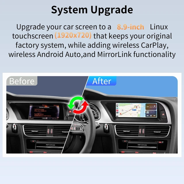 Alt view image 2 of 5 - BARGGN Wireless CarPlay/Android Auto 8.9 Inch Touchscreen for Audi A5 3GMMI (2009-2015) Year, Car Radio Receiver, Multimedia, Bluetooth, Car Stereo, Navigation