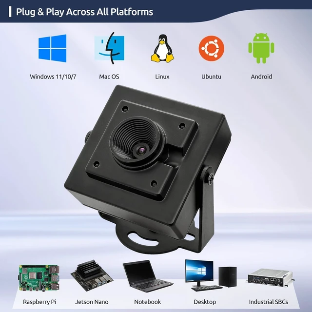 Alt view image 3 of 5 - InnoMaker 16MP 4656x3496 USB 2.0 UVC Camera with Metal Case, Auto-Focus, 1/2.8" IMX298 HDR Sensor, 4K@30fps, Plug-Play for PC/Raspberry Pi/Jetson Nano/SBCs/Windows/Linux/Android/MacOS
