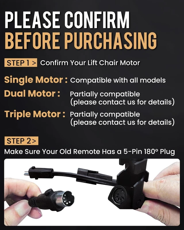 Alt view image 4 of 5 - ZK1200-HC ZK1200-HC-1 2-Button 5-Pin Lift Chair Recliner Remote, Compatible with Golden and Ultra Comfort Lift Chairs ^^ Okin or Limoss Motors, 180 5-Pin Plug, Backlight, USB Port, 1-Year Warr-anty