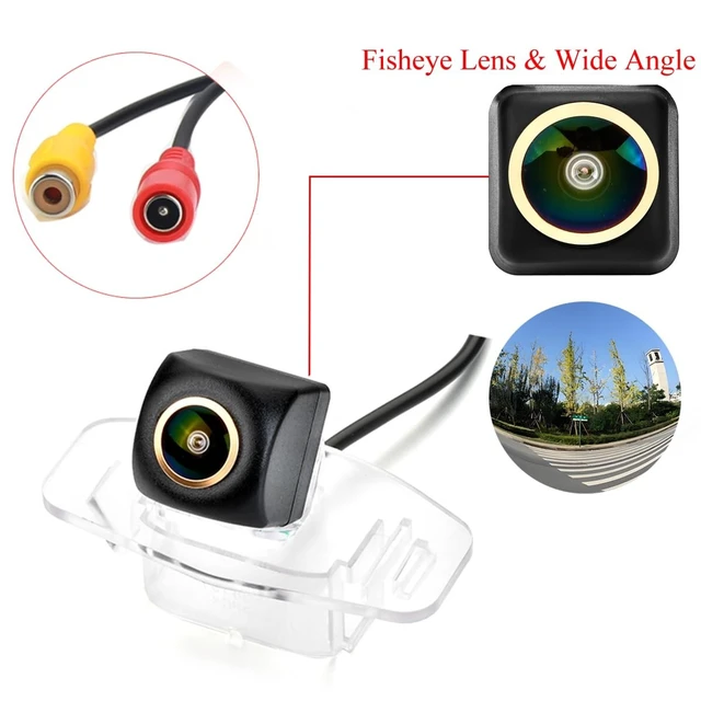 Alt view image 2 of 5 - Aqkiweys AHD1080P Car Reverse Camera for Honda Accord/Spirior Honda City/Fit Sedan Civic/Ciimo Crider, License Plate Light Replacement, Fisheye Golden Backup Cam, Night Vision, 170 Wide Angle, IP69