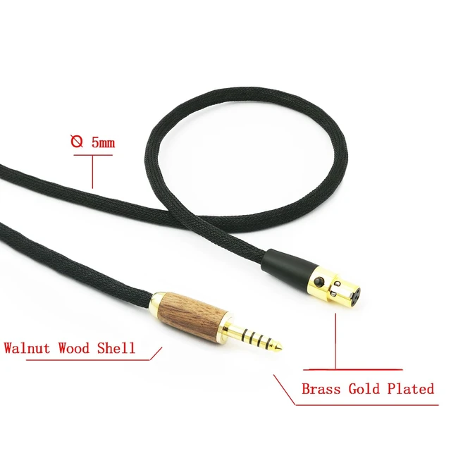 Alt view image 4 of 5 - ABLET Replacement Audio Cable 4.4mm Balanced Cable Compatible with Sennheiser HD490 PRO, HD490 PRO Plus Headphones 6N OCC Copper Silver Plated Cord Walnut Wood Shell