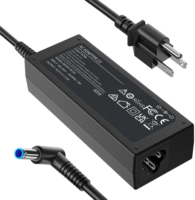 Main image of Compatible with HP Laptop Charger 65W 45W Smart Blue Tip Power Adapter