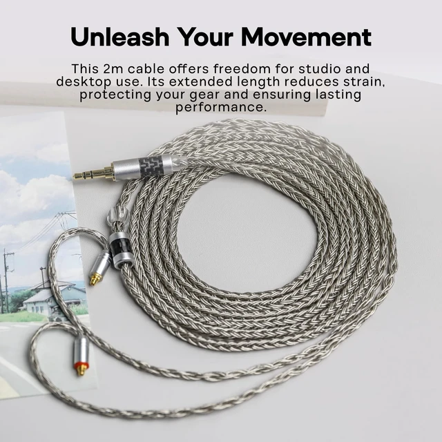 Alt view image 3 of 5 - Tripowin Zonie 2M 16-Core SPC IEM Replacement Cable with 3.5mm Jack