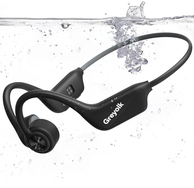 Main image of GREYOLK Swimming Headphones, IP68 Waterproof Bone Conduction Headphones, Bluetooth 5.4 Sport Open Earphones with MP3 Mode 32GB Memory, Wireless Swimming Headphone Underwater for Running, Cyclin