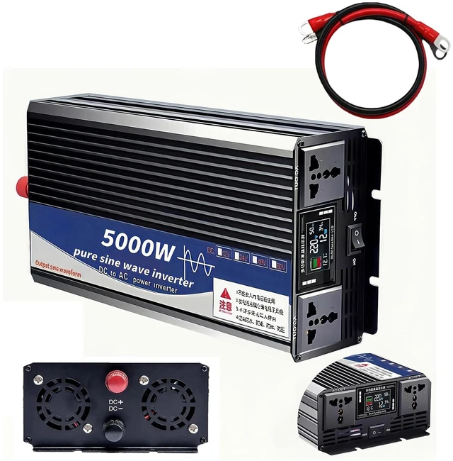 Main image of 5000W Power Inverter 24V DC to 110V AC Converter with LED Display Dual AC Outlets Dual Fans Radiating for RV, Camp, Boat and Home Emergency Portable Pure Sine Wave Inverter (Smart Screen, 5000W 24V)