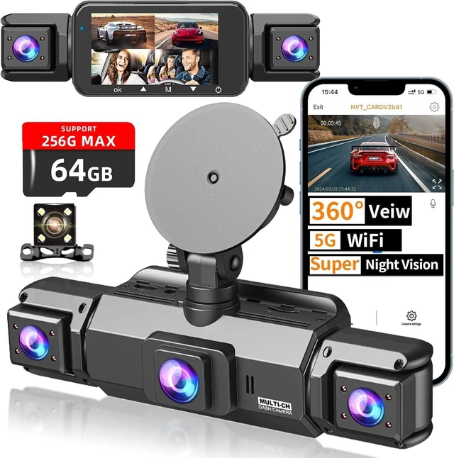 Main image of 4 Channel Dash Cam Front and Rear, Pahaa 360 Dash Camera with WiFi
