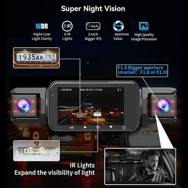 Alt view image 2 of 5 - 4 Channel Dash Cam Front and Rear, Pahaa 360 Dash Camera with WiFi