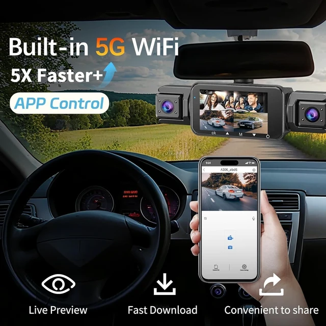 Alt view image 5 of 5 - 4 Channel Dash Cam Front and Rear, Pahaa 360 Dash Camera with WiFi