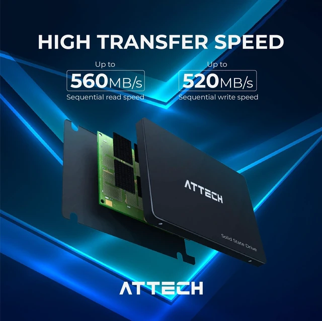 Alt view image 4 of 5 - ATTECH 256GB Internal SSD SATA III 2.5" Solid State Hard Drive, 3D NAND