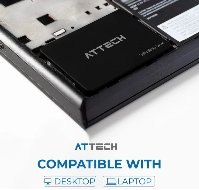 Alt view image 5 of 5 - ATTECH 256GB Internal SSD SATA III 2.5" Solid State Hard Drive, 3D NAND