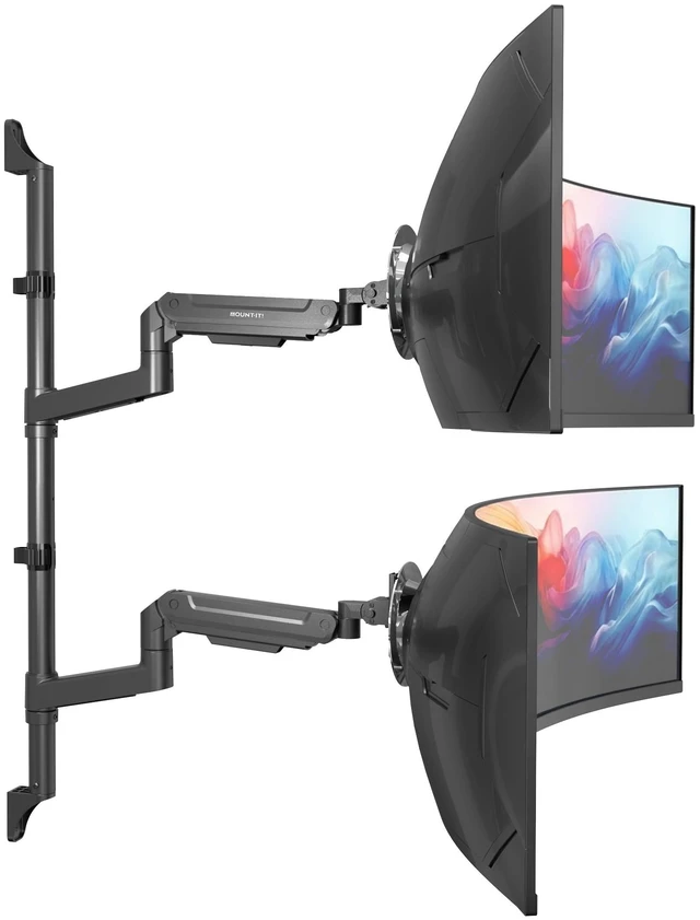 Main image of Mount-It! Dual Stacked Monitor Wall Mount, Heavy-Duty Gas Spring, 17-49 in