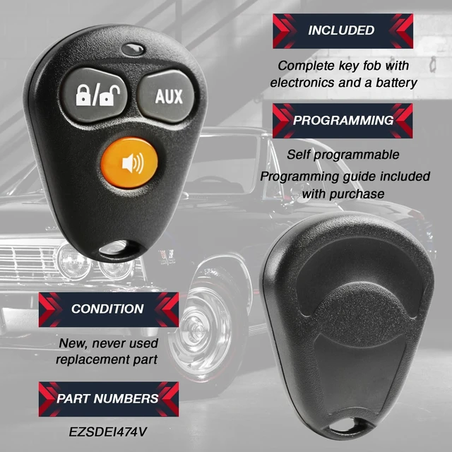 Alt view image 4 of 5 - Key Fob Remote Replacement 3-Button for Viper 474V 5000 210HV 330V 650XV 671XV Python 571XP 625HF Avital 3200 4000 4400L 0303L Hornet 553T Automate AM7 (EZSDEI474V)