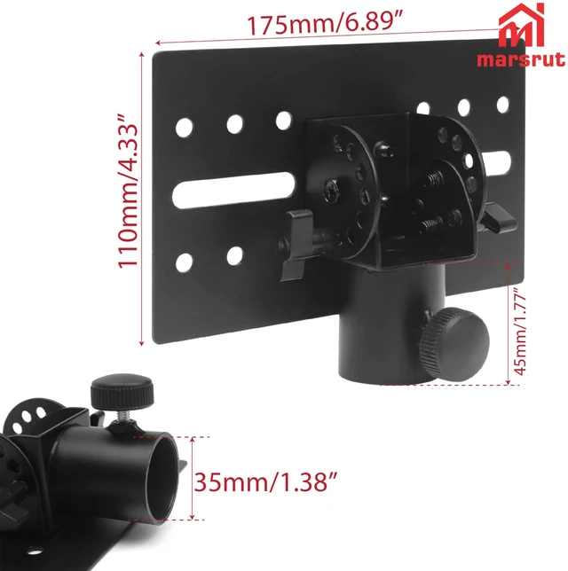 Alt view image 2 of 5 - 2pcs Speaker Pole Mount Adapter, 35mm All Metal Tripod Stand for D-G DJ PA Speaker, Stage & Event Setup, Universal Heavy-Duty Bracket Top Cap Trip Stands, Hold Up to 110lbs, Adjustable & Rotatable
