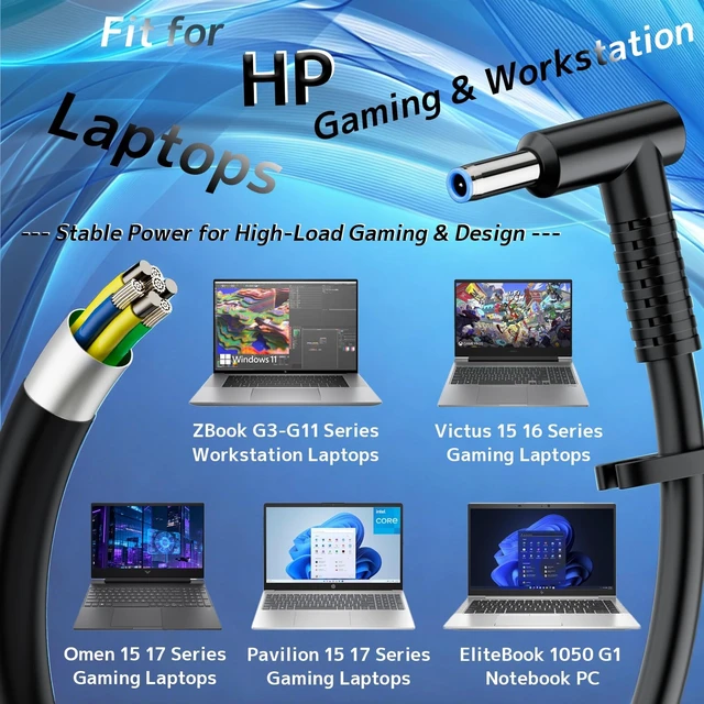 Alt view image 4 of 5 - 150W AC Adapter Fit for HP Victus ZBook OMEN Pavilion Gaming Laptop Charger