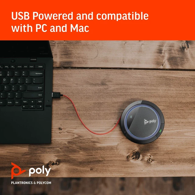 Alt view image 3 of 5 - Poly - Calisto 3200 Wired Speakerphone (Plantronics) - Personal Portable Speakerphone for Conference Calls- USB-A Compatible - Connect to your PC/Mac - Works with Teams, Zoom & more