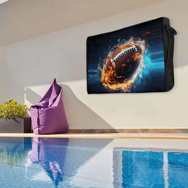 Alt view image 5 of 5 - Football with Fire Outdoor TV Cover Waterproof Weatherproof, Rugby Sport Television Covers for 52 to 55 Inch Scenery Outside TV Screen Protector Shield, 52"W x 30"H x 4.5"D