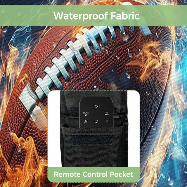 Alt view image 3 of 5 - Football with Fire Outdoor TV Cover Waterproof Weatherproof, Rugby Sport Television Covers for 52 to 55 Inch Scenery Outside TV Screen Protector Shield, 52"W x 30"H x 4.5"D