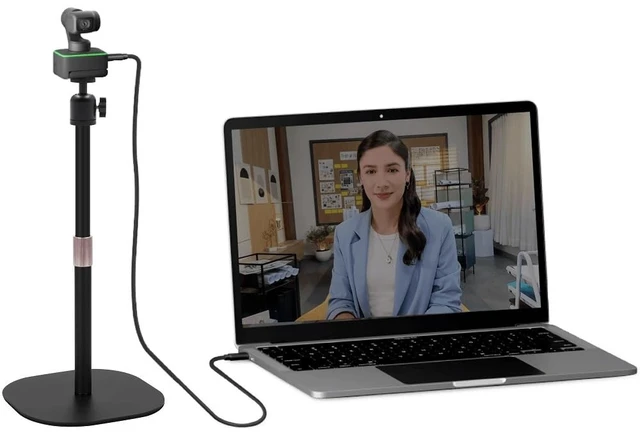 Alt view image 2 of 5 - Tabletop Webcam-Stand, 18'' Heavy Duty Webcam Holder Compatible with Insta360 Link 2 pro/Link 2C pro/Link 2/Link 2C/Link PTZ 4K Webcams and X5 X4 X3 X2 Action Cameras