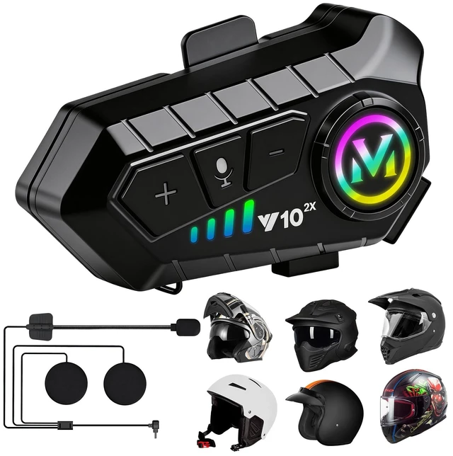 Main image of SAMDO Motorcycle Helmet Bluetooth Intercom Headset, IPX6 Outdoor Wireless 300M Two-Way Headphones Hands Free, Hi-Fi Sound Music Player, Answer Automatically