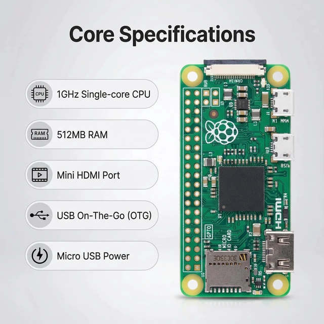 Alt view image 2 of 5 - Pi Zero Module, Quad-Core 1GHz, 512MB RAM, 40 GPIO, Mini HDMI, CSI Camera Port for Raspberry Pi
