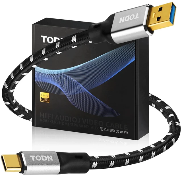Main image of TODN HiFi USB A to USB C Audio Cable 10ft 4-Core OFC Shielded for DAC