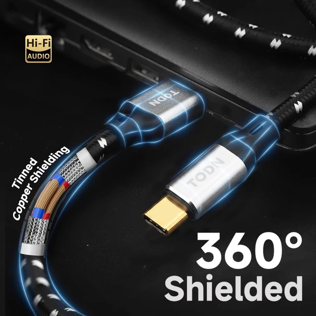 Alt view image 4 of 5 - TODN HiFi USB A to USB C Audio Cable 10ft 4-Core OFC Shielded for DAC
