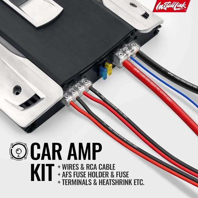 Alt view image 2 of 5 - Install Link 4 AWG Gauge Car Amp Wiring Kit, for Car Audio (CCA)