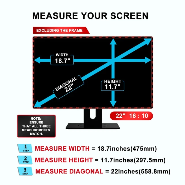 Alt view image 2 of 5 - 22 inch Computer Privacy Screen Filter - Suitable for 16:10 Aspect Ratio Widescreen Monitor - Blue Light Filter - Anti-Glare & Anti-Scratch Protector Film (22" Widescreen (16:10))