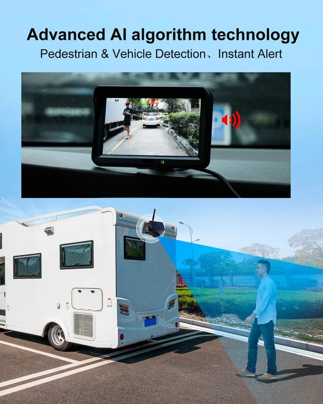 Alt view image 3 of 5 - INSEETECH AI Magnetic Solar Wireless Backup Camera & 5" Monitor Rear View