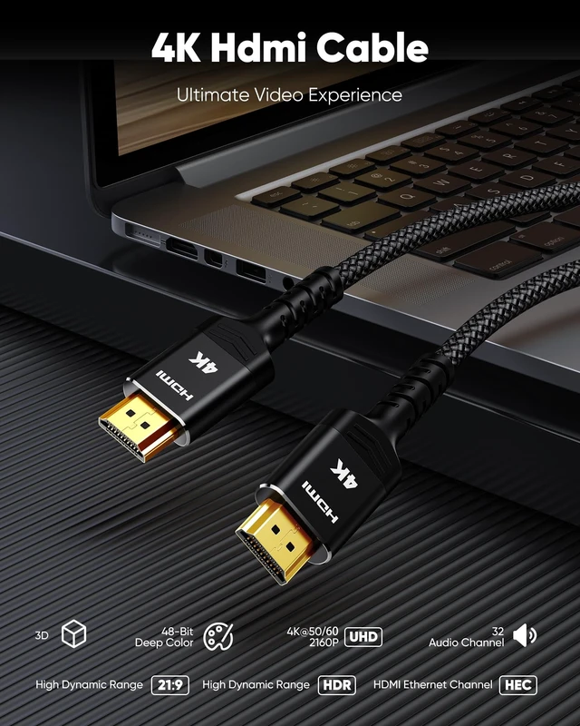 Alt view image 4 of 5 - Highwings HDMI Cable 23 ft, 4K Ultra High Speed HDMI to HDMI Cord