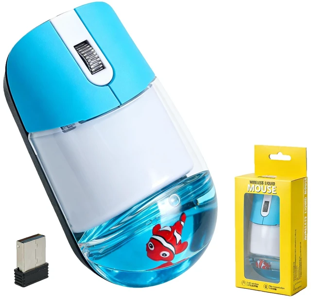 Main image of Wireless Mouse Cute Retro Aqua Mouse, Silent Portable Lightweight Optical Clear Transparent Aesthetic Water Mice for PC Laptop MacBook, Boys Girls Kids Adults Gift with Floaters Animal (Clownfi