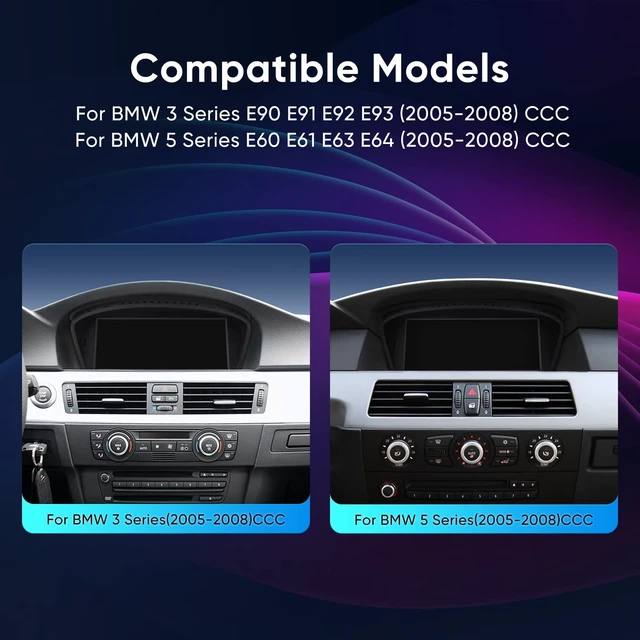Alt view image 2 of 5 - 8.8" Touch Screen CarPlay Radio for BMW 5 Series E60 E61 E63 E64 E90 E91 E92 E93 2005-2008 CCC System Upgrade Android Auto Car Multimedias Player Original Stereo iDrive Amplifer Retained
