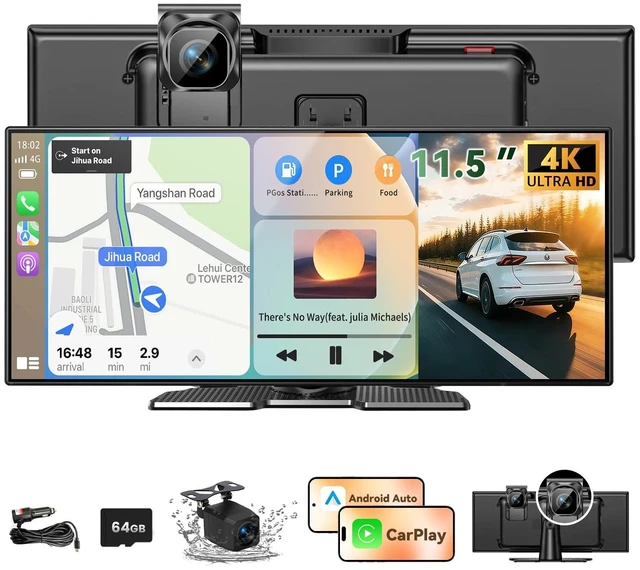 Main image of 2026 Largest 11.5 inch Portable CarPlay Screen for Car with 4K Dash Cam