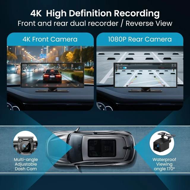 Alt view image 4 of 5 - 2026 Largest 11.5 inch Portable CarPlay Screen for Car with 4K Dash Cam