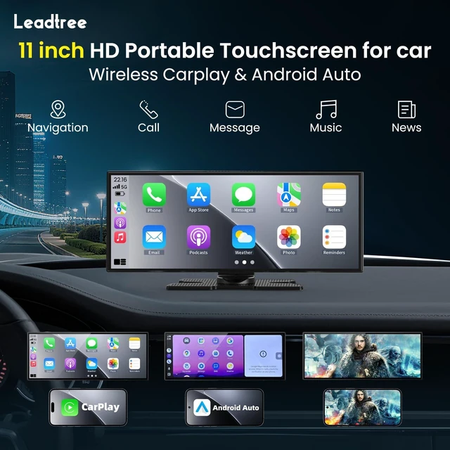 Alt view image 2 of 5 - 2026 Largest 11.5 inch Portable CarPlay Screen for Car with 4K Dash Cam