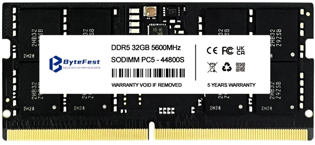 Main image of ByteFest DDR5 RAM 32GB 5600MHz PC5-44800 CL46 1.1V SODIMM 262-Pin Laptop/Notebook RAM Memory Modules