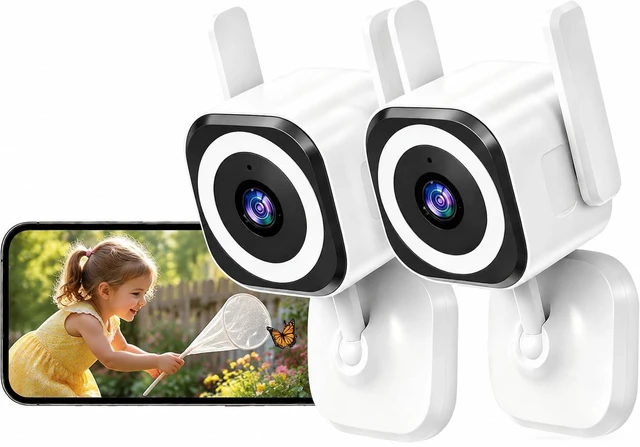 Main image of 2K Indoor Outdoor Security Cameras for Home Security, Baby Monitor, 2Pack