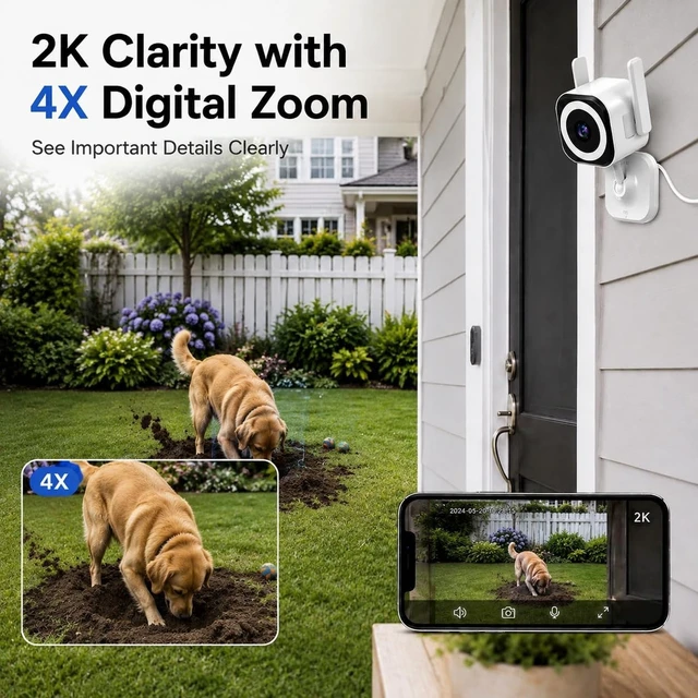 Alt view image 3 of 5 - 2K Indoor Outdoor Security Cameras for Home Security, Baby Monitor, 2Pack