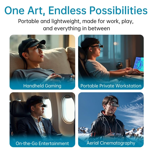 Alt view image 2 of 5 - GOOVIS Art XR Head Mounted Display 110'' FHD Micro-OLED Video Display, Lightweight & Compact, Open-View for Multitasking, Works with PC/iPhone16/Android/Gaming Consoles/Handhelds (White)