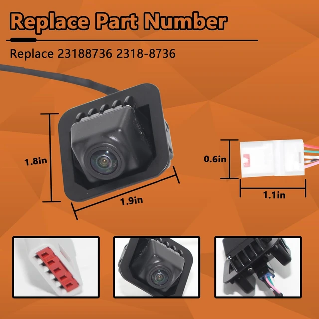 Alt view image 5 of 5 - 23188736 Rear View Backup Parking Assist Camera Replacement for MC Terrain 2018 2019 2020 2021 2022 2023,ABS Black Direct Installation