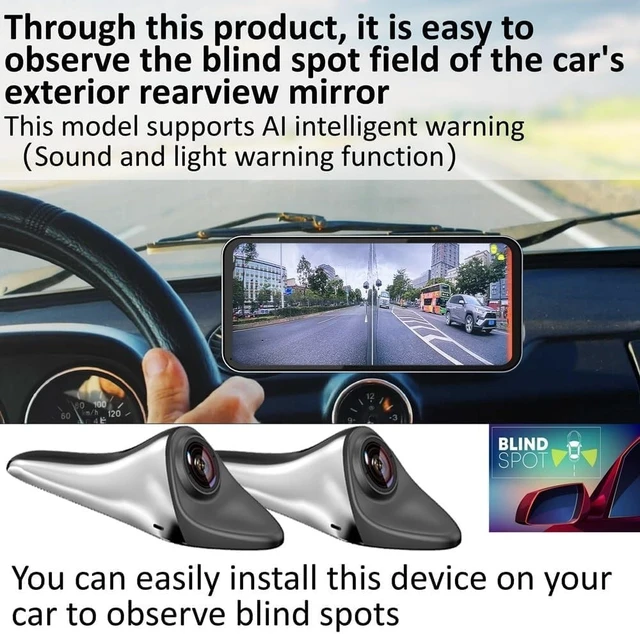 Alt view image 2 of 5 - Car Blind Spot Camera Paired with Car Blind Spot Display System, Blind Spot Driving Recorder, BSD Blind Spot Warning Assistance, Blind Spot Monitoring BSM, Camera Monitoring System CMS (Silvery)