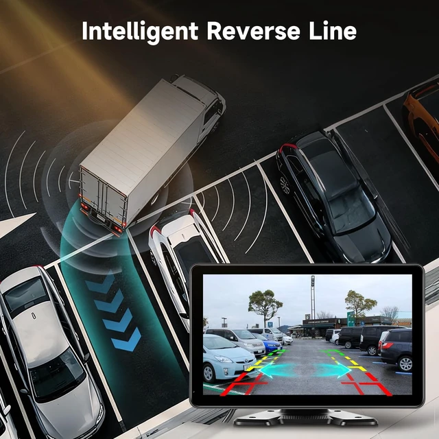 Alt view image 4 of 5 - Driauto 4 Channel 10.1 Inch Backup Camera Systerm for RV, Blind Spot Detection Touch Screen Backup Camera for Trucks, Pickups, Cars, Trailer, Stable, Courtyard, Garage, Farm with 4 Wired Cameras