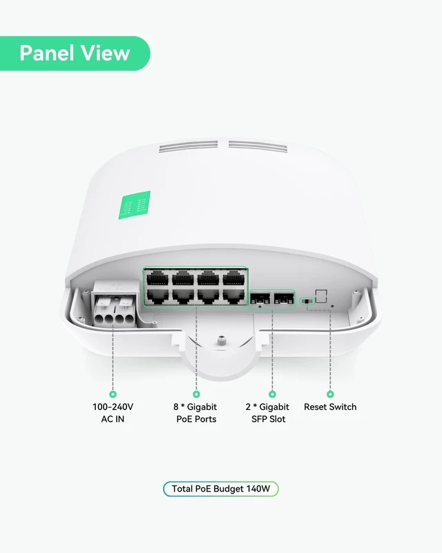 Alt view image 2 of 5 - LINOVISION Outdoor 8 Ports L2 PoE Switch with 2 SFP Uplinks