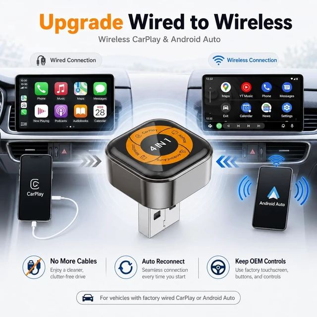 Alt view image 3 of 5 - Hyphoon CarPlay Screen Mirroring Adapter, AirPlay & Miracast 4-in-1