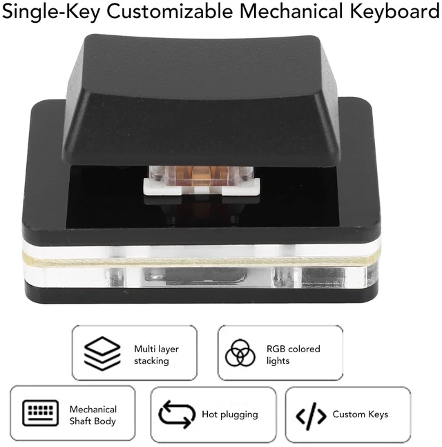 Alt view image 2 of 5 - LICAEVEY Programmable USB Key, Single Keyboard Switch RGB Mechanical Red Switch, Type C Wired Customized Shortcut Key for Gaming Office and Media Control (Black)