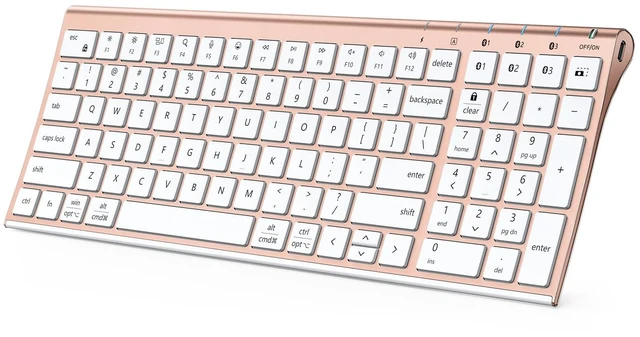 Main image of iClever BK10 SE Bluetooth Keyboard for Mac, Full-Size Layout, Rose Gold