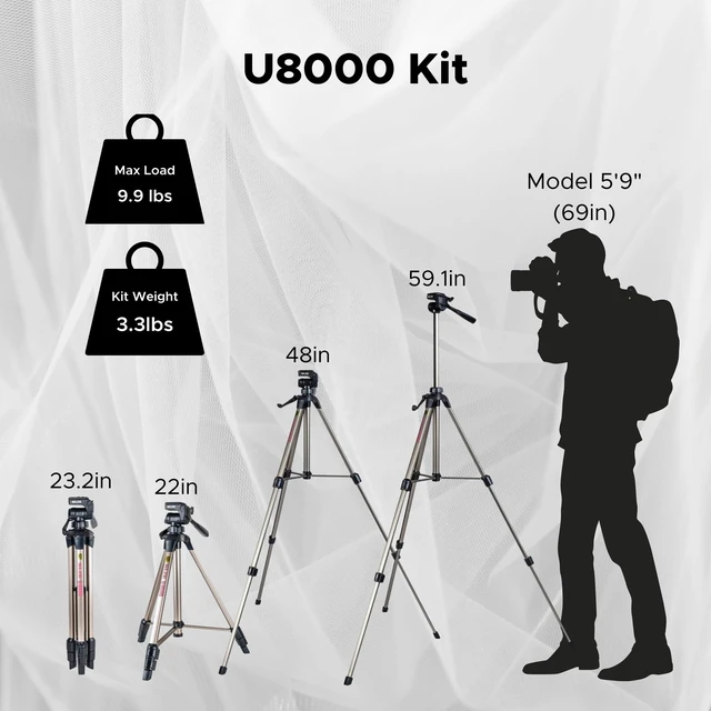 Alt view image 4 of 5 - SLIK U8000 Tripod with 3-Way, Pan-and-Tilt Head,Silver