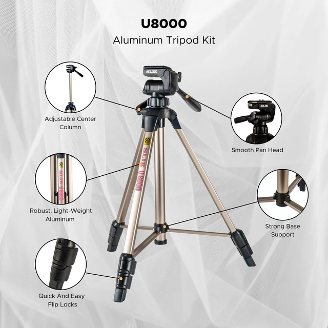 Alt view image 2 of 5 - SLIK U8000 Tripod with 3-Way, Pan-and-Tilt Head,Silver