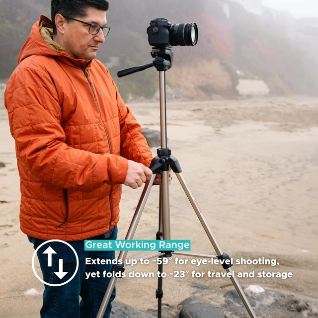 Alt view image 5 of 5 - SLIK U8000 Tripod with 3-Way, Pan-and-Tilt Head,Silver